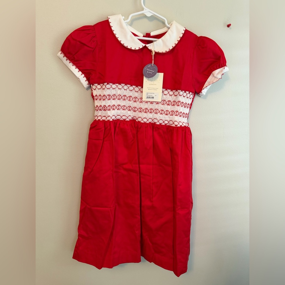 Rachel Riley Red Smocked Dress